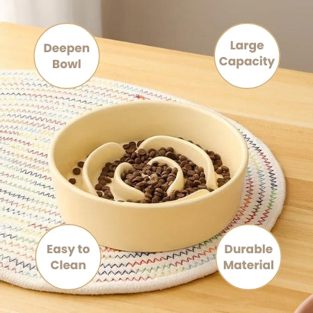 Rose Shape Cat Slow Feeder - Ceramic Bowl