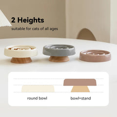 Round Slow Pet Feeder - Ceramic Bowl