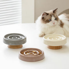 Round Slow Pet Feeder - Ceramic Bowl