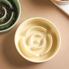 Rose Shape Cat Slow Feeder - Ceramic Bowl