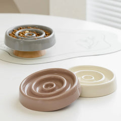 Round Slow Pet Feeder - Ceramic Bowl