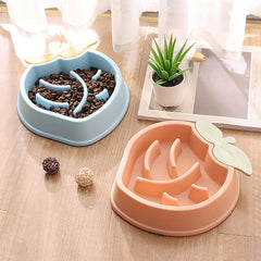 Peach Slow Feeder Cat Bowl